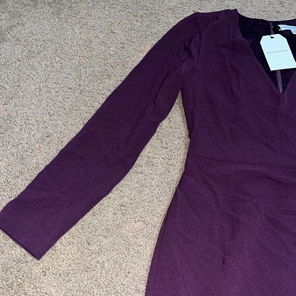 Dress the Population Aila Long Sleeve Plunge Neck Asymmetric Bodycon Mini Dress - Picture 7 of 12